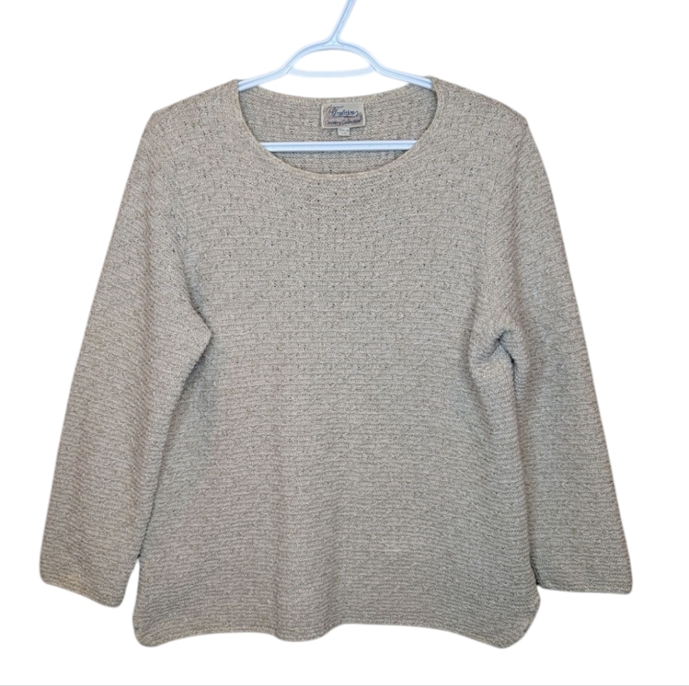 Vintage Tradition Scoop Neck Knit Neutral Cream Sweater LG (14-16)